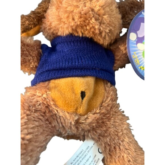 Vintage Kellytoy Animal Pals Plush Dog Brown Blue Sweater Soft 9" Tall NWT - Picture 3 of 5